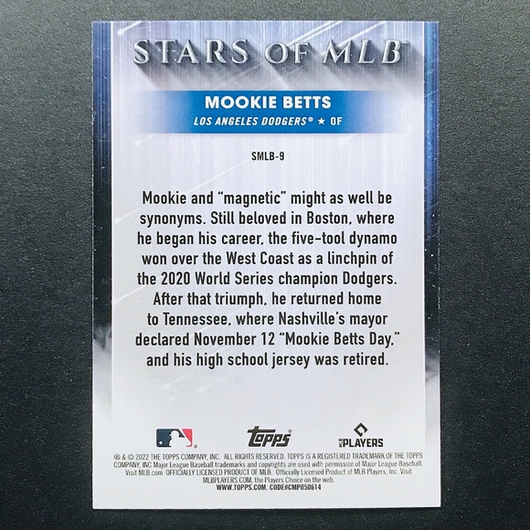 Mookie Betts - 2022 Topps Stars of MLB #SMLB-9 - Picture 2 of 2